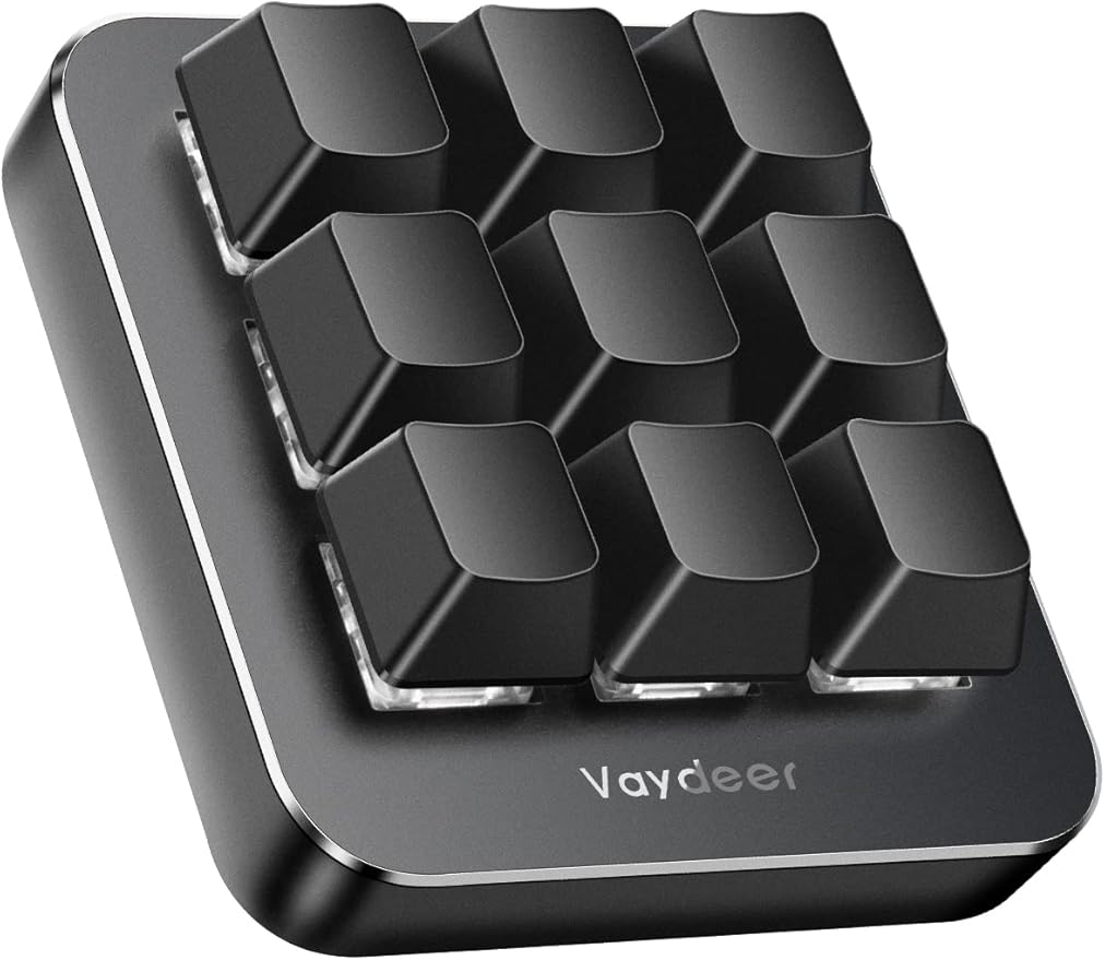 Vaydeer プログラマブルキーボード 9キー ショートカットキーボード ゲーミング 片手 有線 メカニカル キーボードマクロ可能